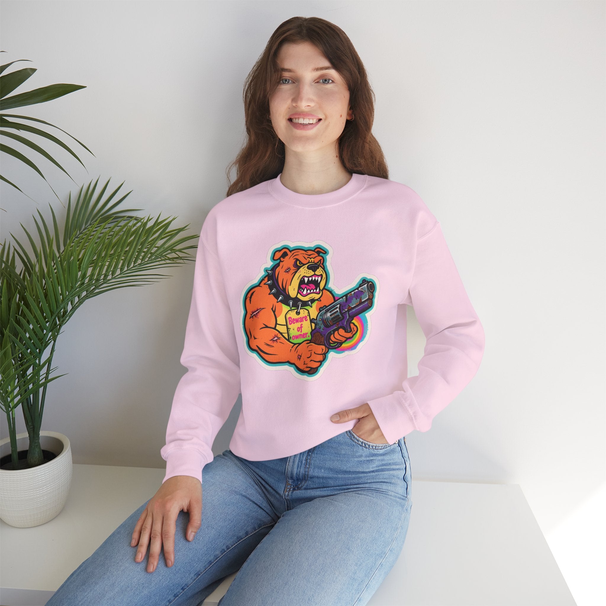 'Eff The Dog Beware of the Owner' | Crewneck Sweatshirt | Funny Gun Signs