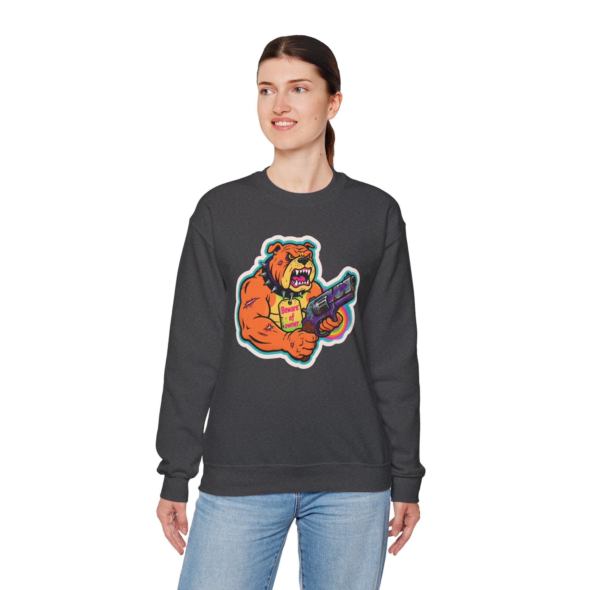 'Eff The Dog Beware of the Owner' | Crewneck Sweatshirt | Funny Gun Signs