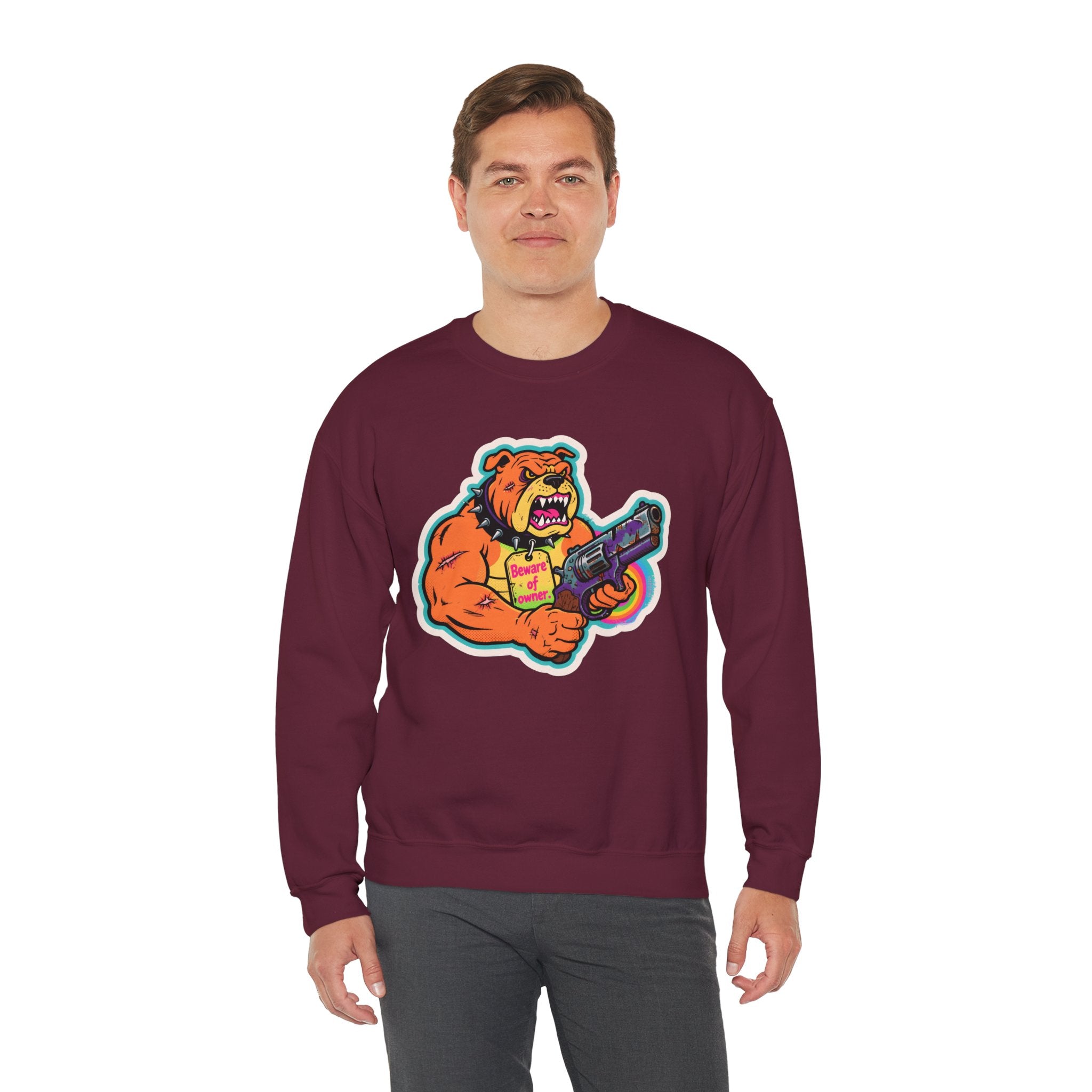 'Eff The Dog Beware of the Owner' | Crewneck Sweatshirt | Funny Gun Signs