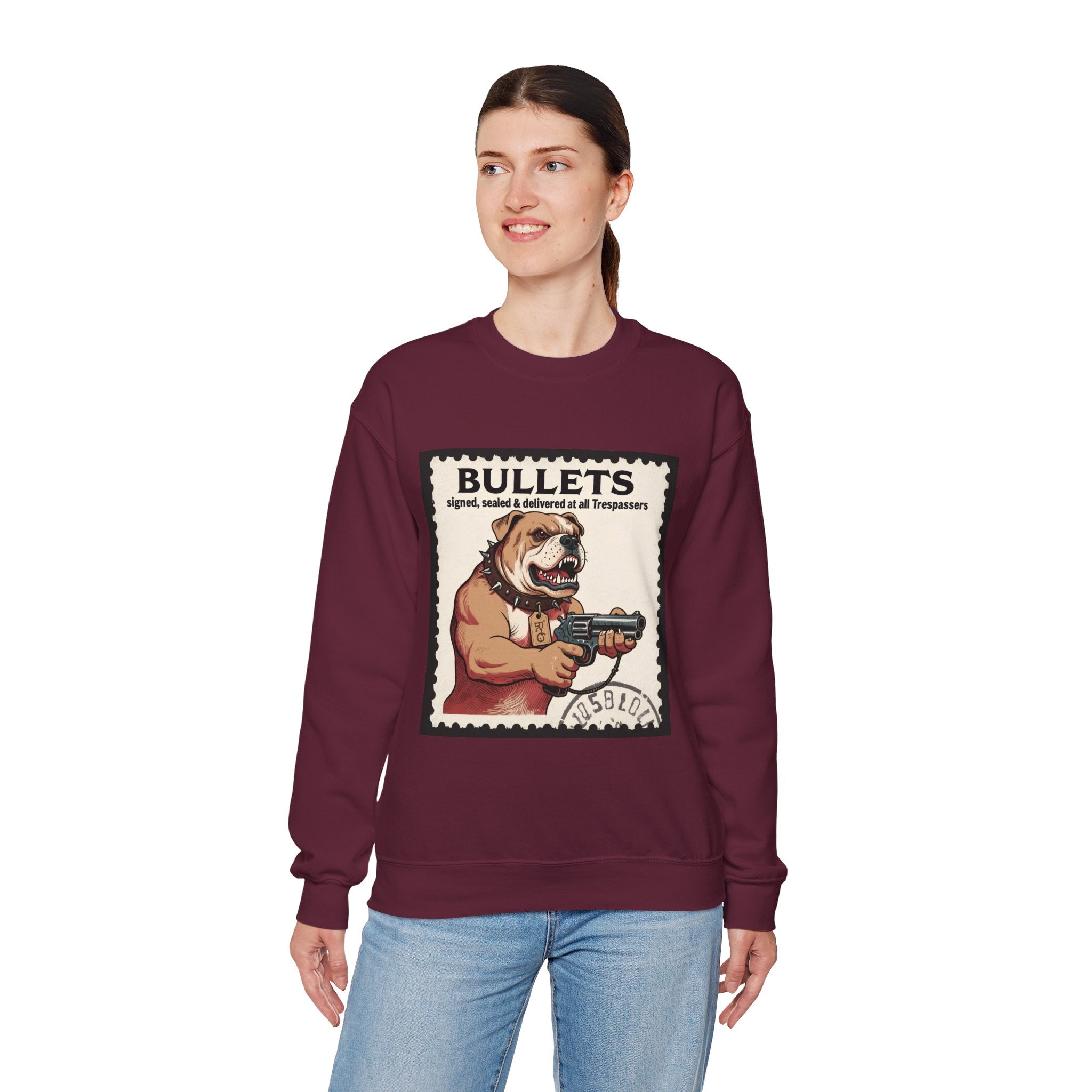 'Bullets Signed Sealed and Delivered to All Trespassers | Crewneck Sweatshirt | Funny Gun Signs