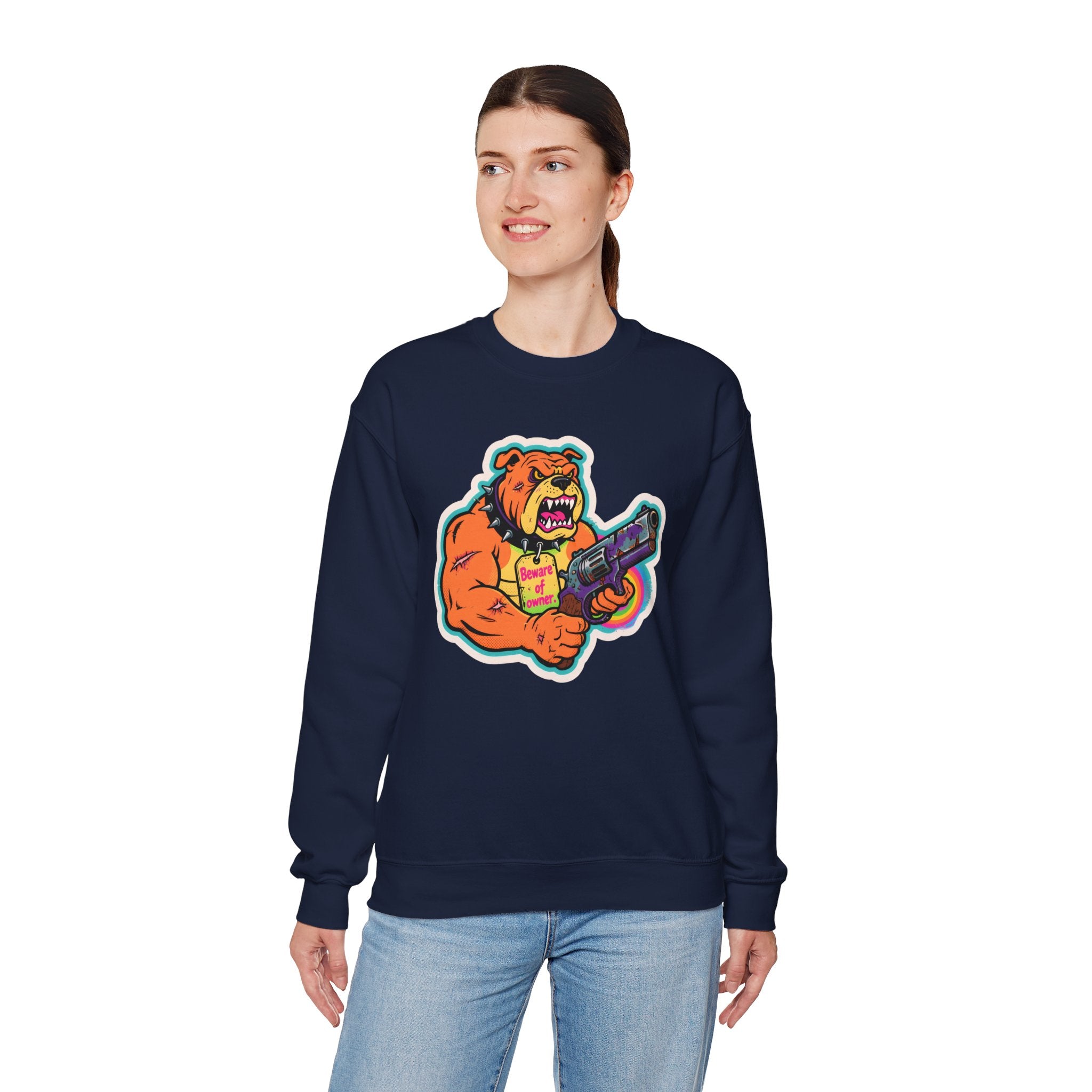 'Eff The Dog Beware of the Owner' | Crewneck Sweatshirt | Funny Gun Signs