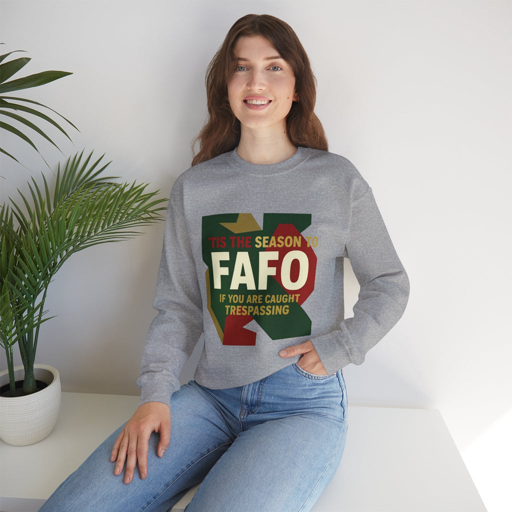 'Tis the Season to FAFO Military Camo Graphic | Crewneck Sweatshirt | Funny Gun Signs