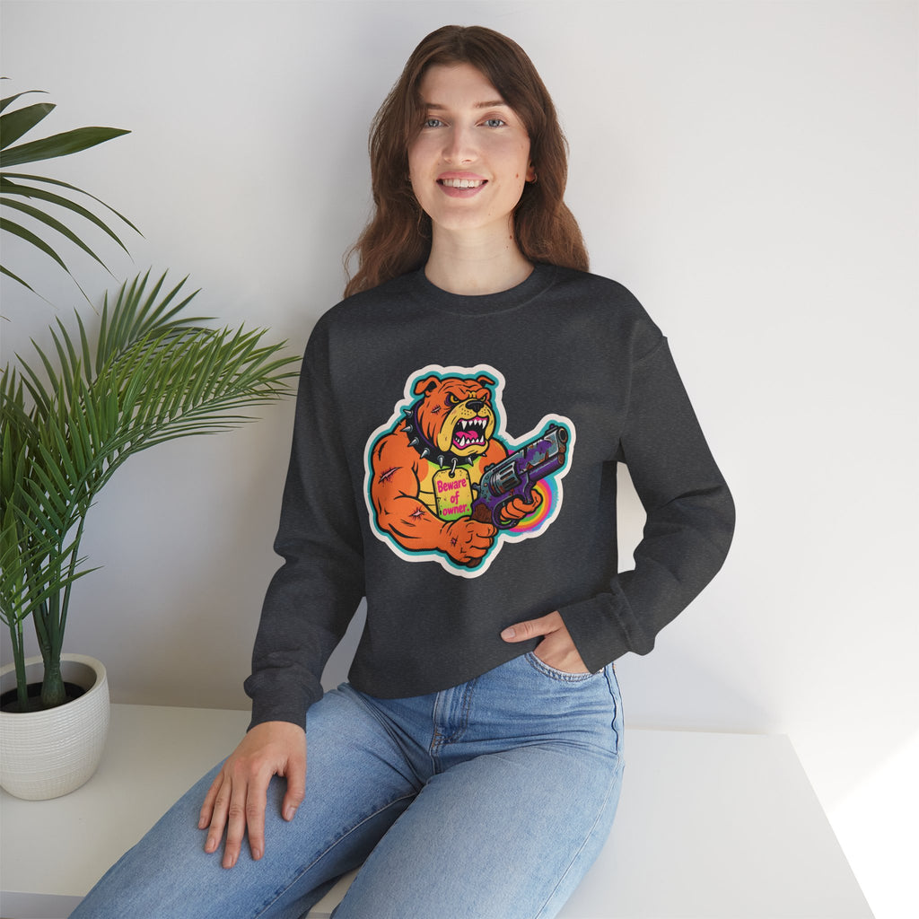 'Eff The Dog Beware of the Owner' | Crewneck Sweatshirt | Funny Gun Signs
