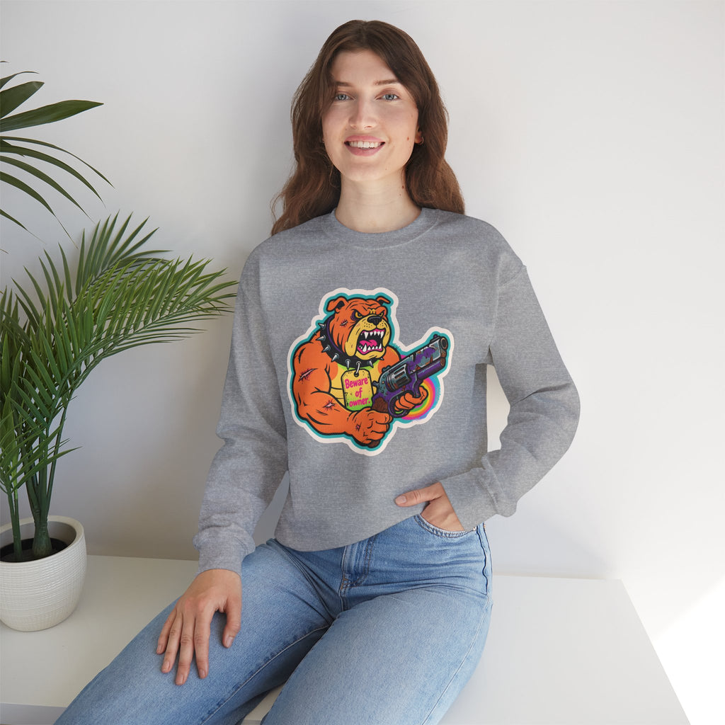 'Eff The Dog Beware of the Owner' | Crewneck Sweatshirt | Funny Gun Signs