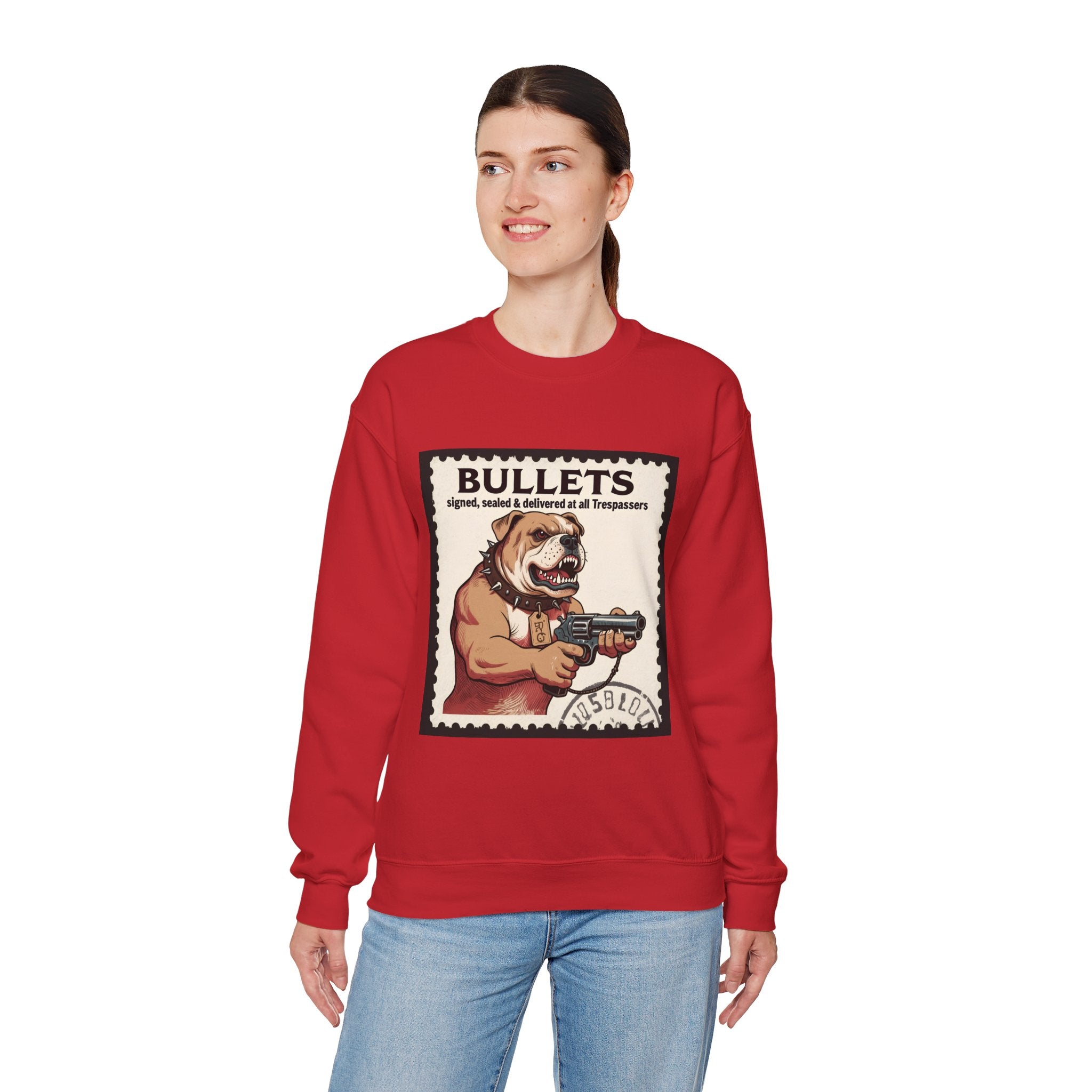 'Bullets Signed Sealed and Delivered to All Trespassers | Crewneck Sweatshirt | Funny Gun Signs