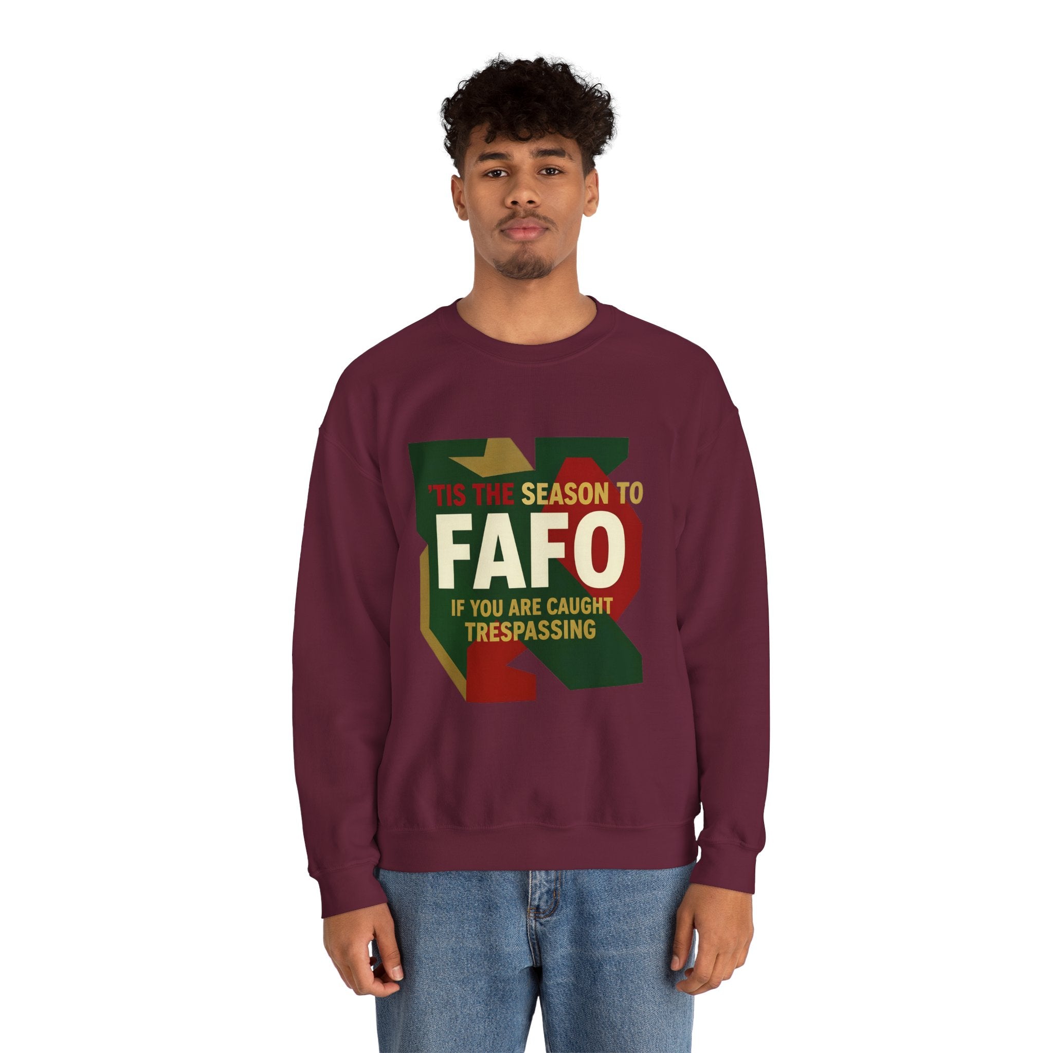 'Tis the Season to FAFO Military Camo Graphic | Crewneck Sweatshirt | Funny Gun Signs
