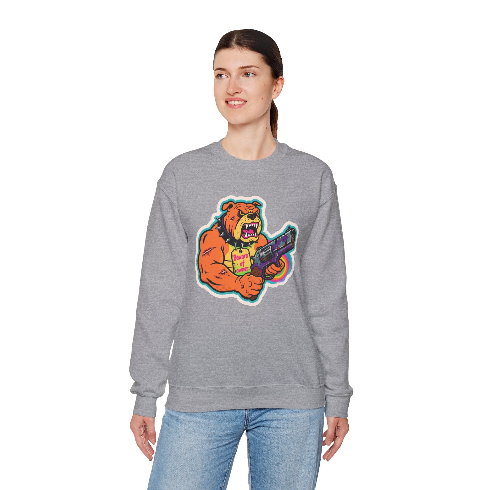 'Eff The Dog Beware of the Owner' | Crewneck Sweatshirt | Funny Gun Signs