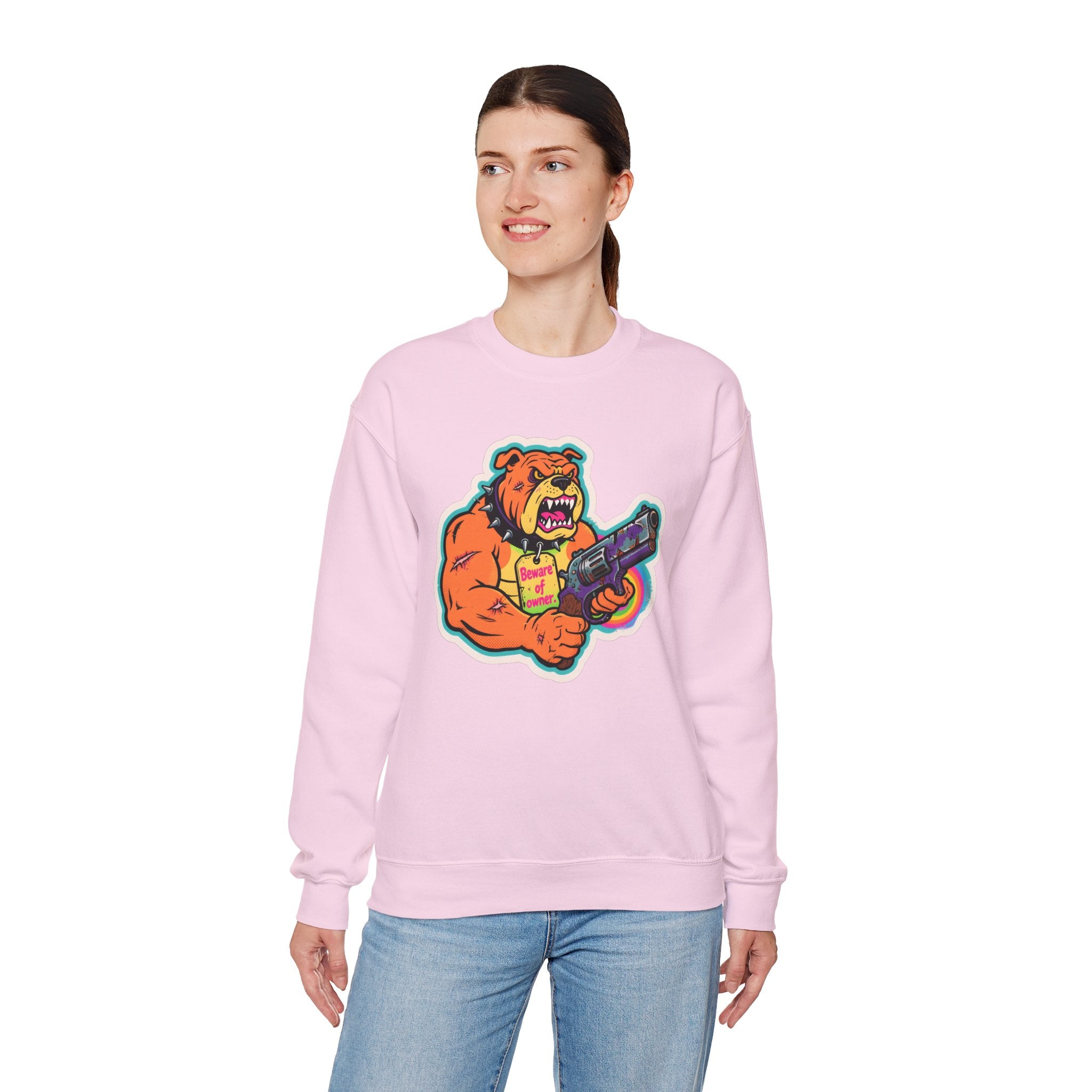 'Eff The Dog Beware of the Owner' | Crewneck Sweatshirt | Funny Gun Signs