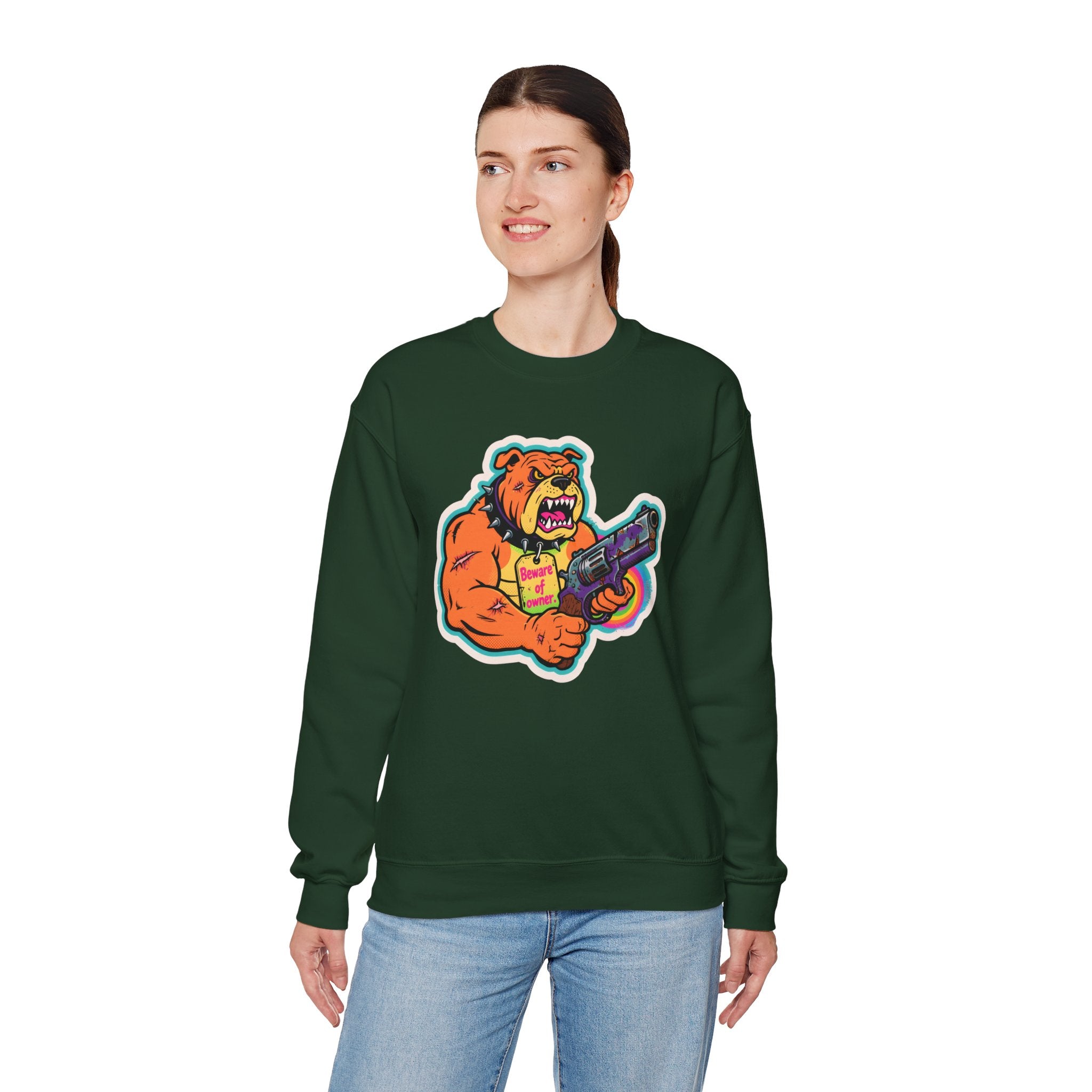 'Eff The Dog Beware of the Owner' | Crewneck Sweatshirt | Funny Gun Signs