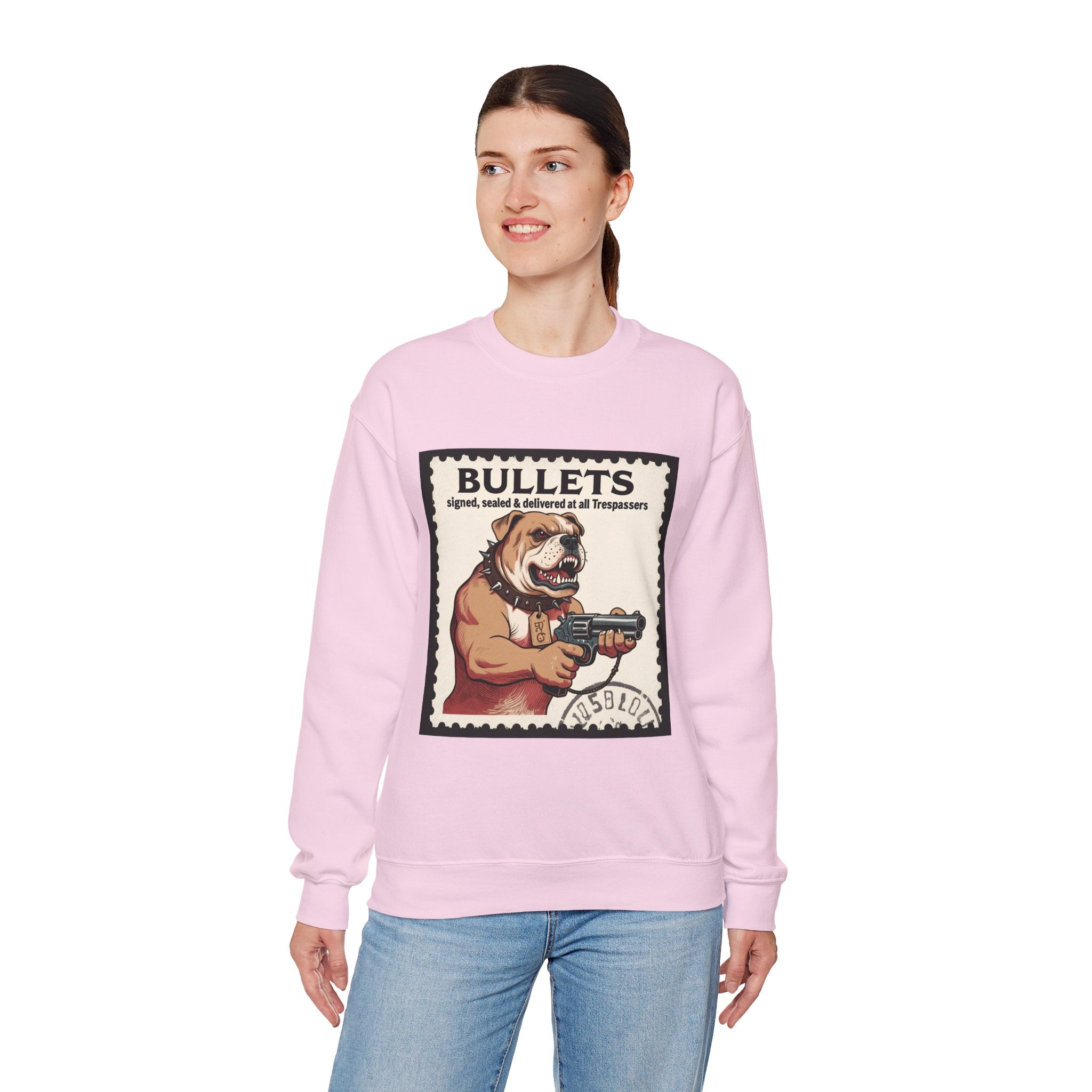 'Bullets Signed Sealed and Delivered to All Trespassers | Crewneck Sweatshirt | Funny Gun Signs