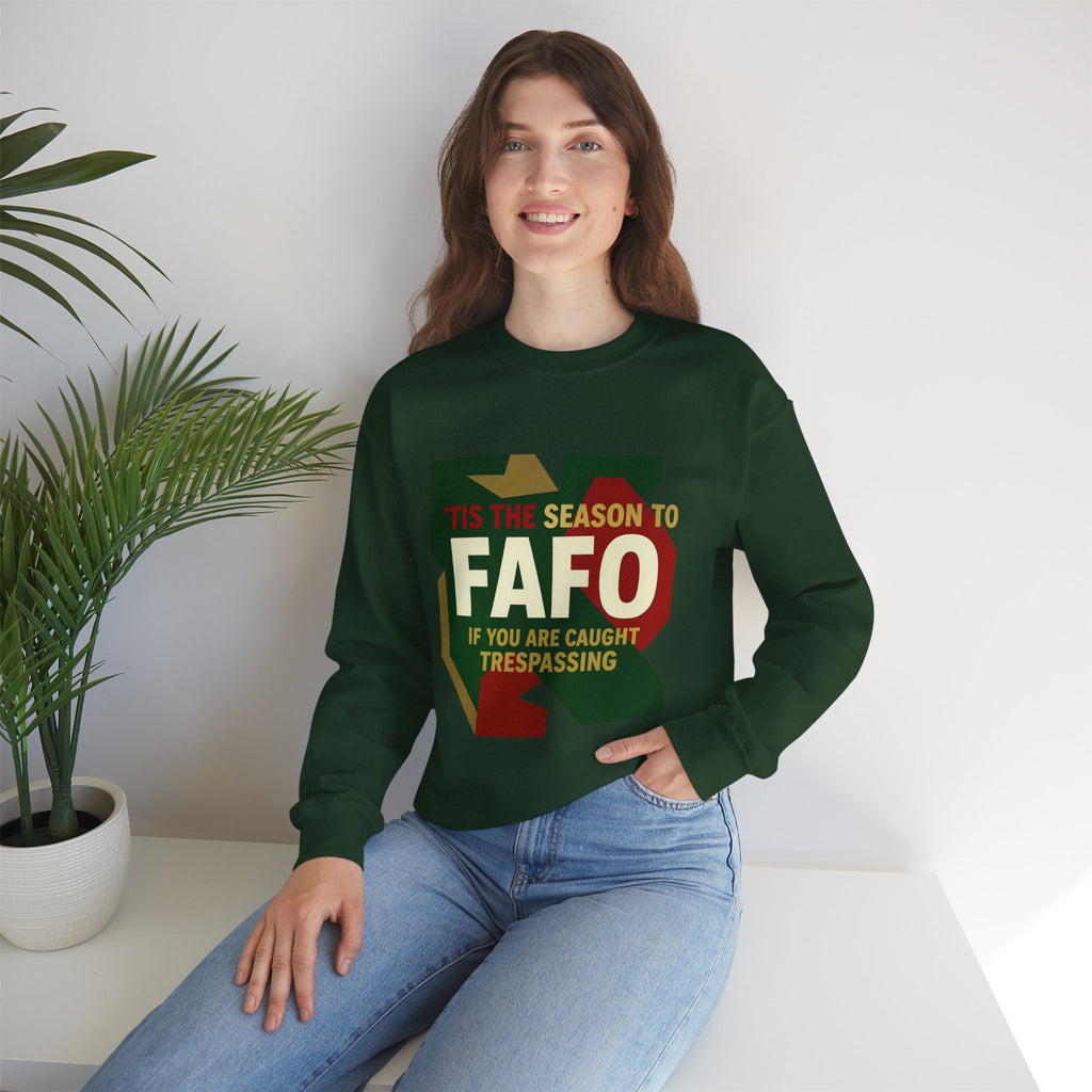'Tis the Season to FAFO Military Camo Graphic | Crewneck Sweatshirt | Funny Gun Signs