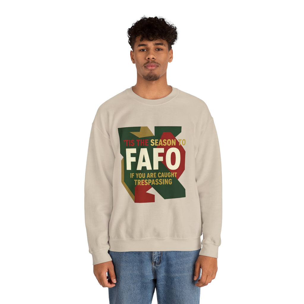 'Tis the Season to FAFO Military Camo Graphic | Crewneck Sweatshirt | Funny Gun Signs