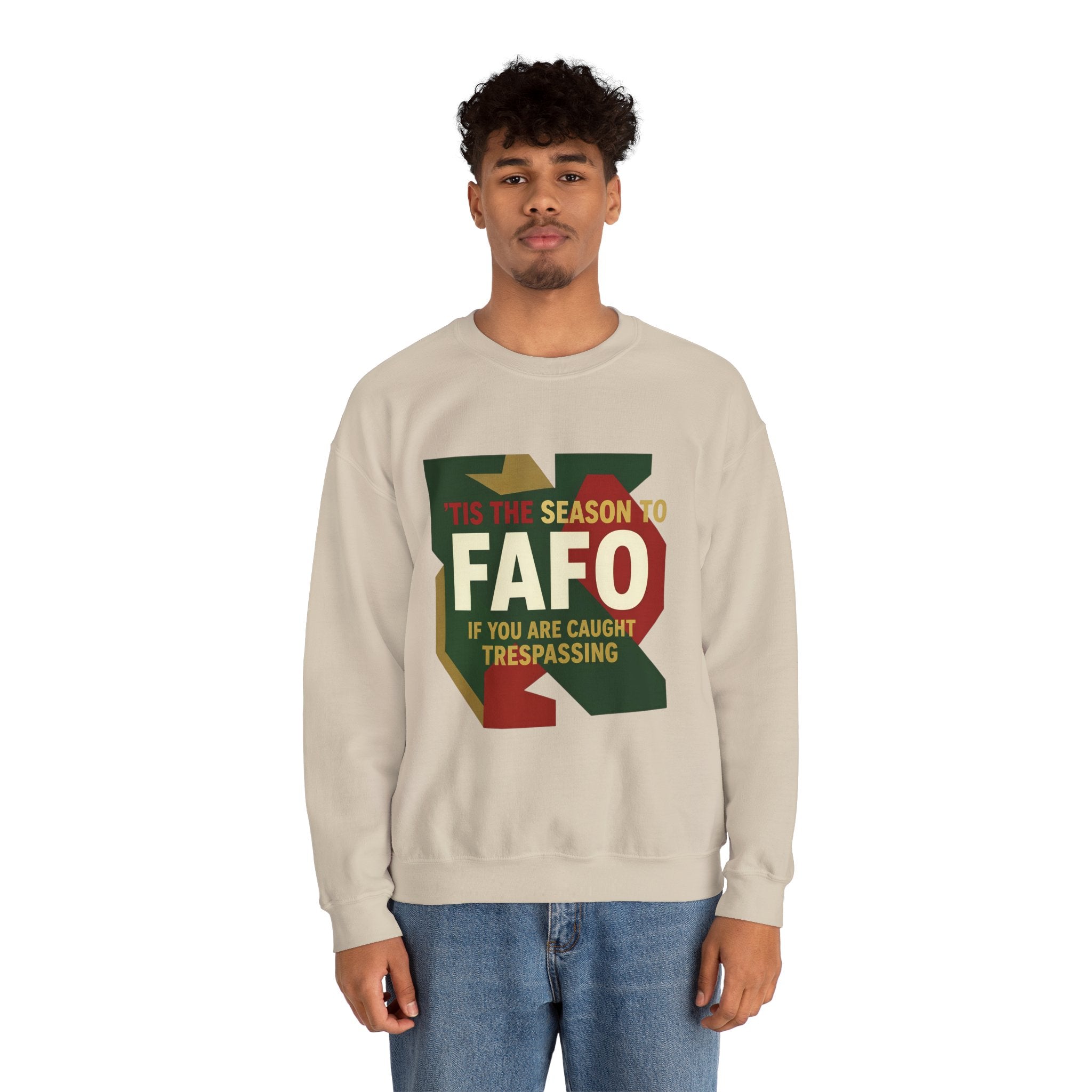 'Tis the Season to FAFO Military Camo Graphic | Crewneck Sweatshirt | Funny Gun Signs