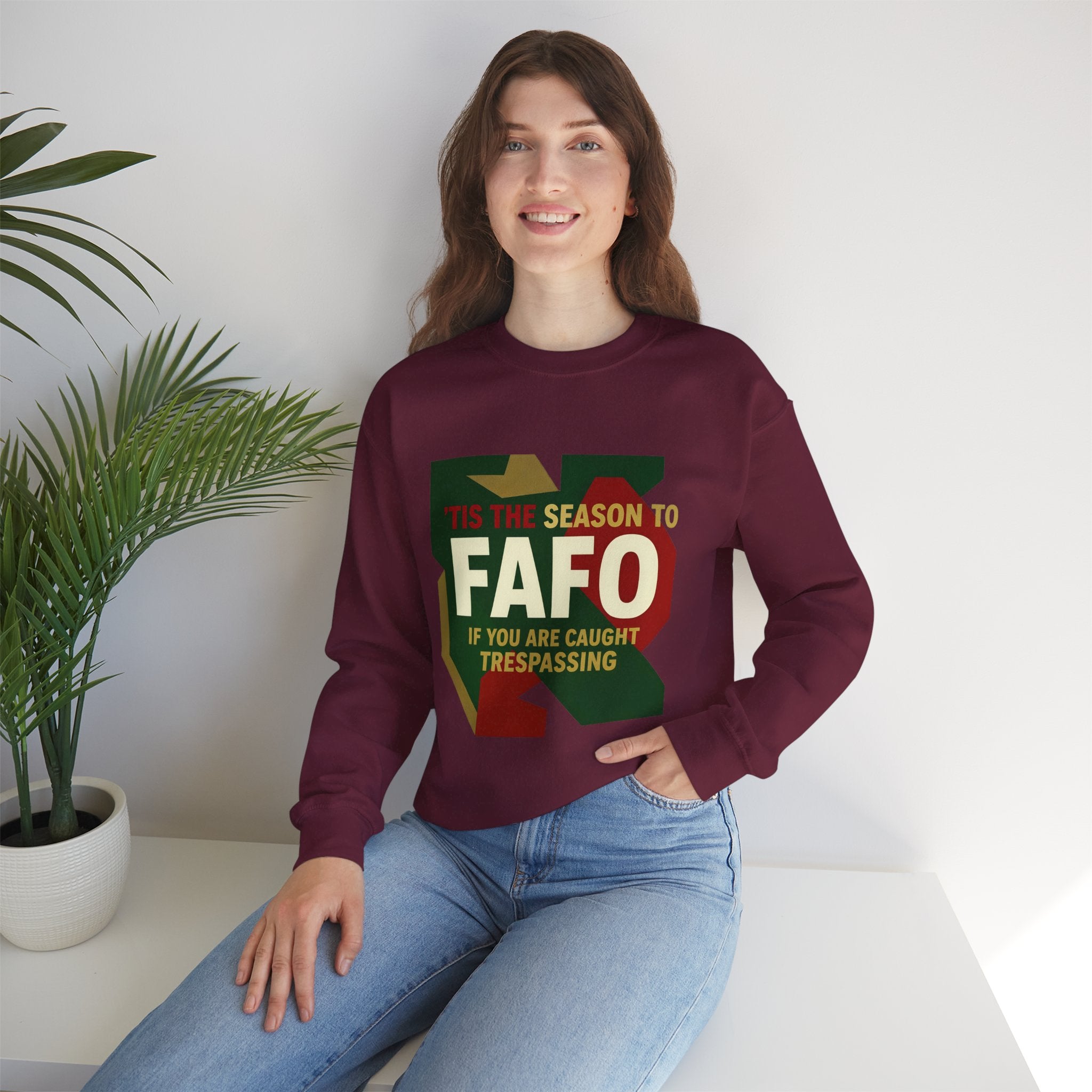 'Tis the Season to FAFO Military Camo Graphic | Crewneck Sweatshirt | Funny Gun Signs