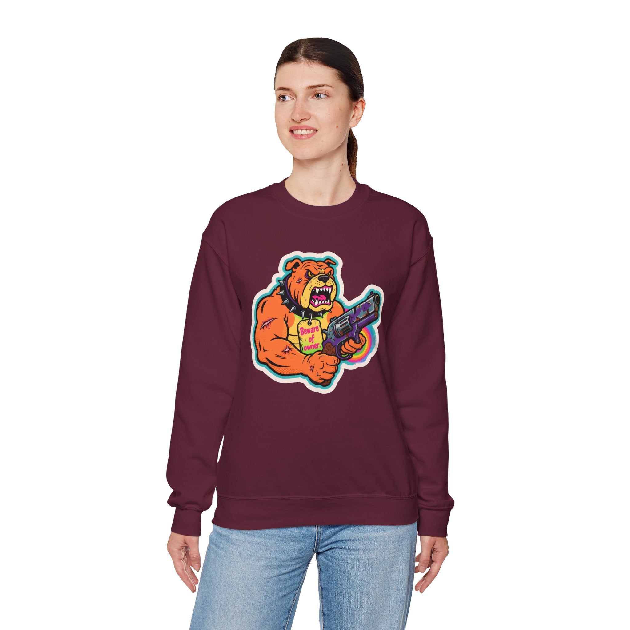 'Eff The Dog Beware of the Owner' | Crewneck Sweatshirt | Funny Gun Signs