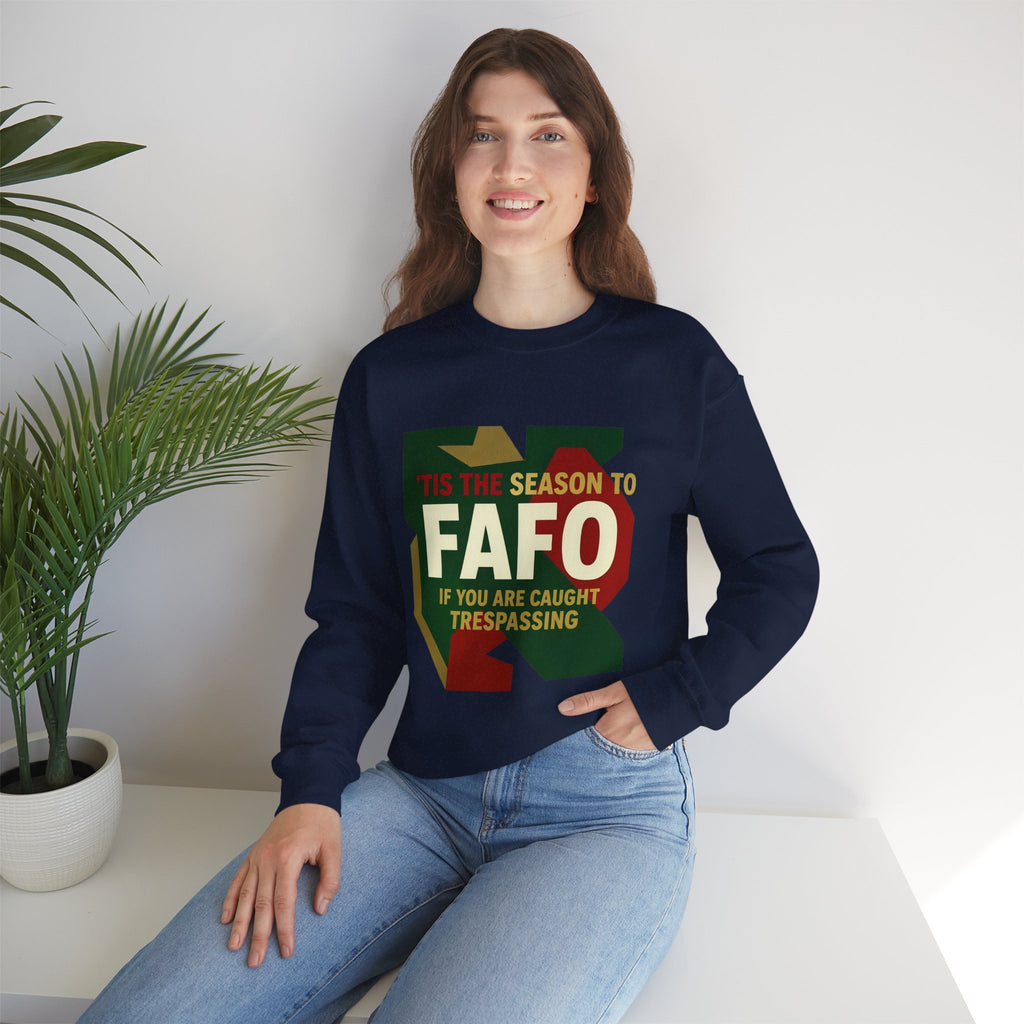 'Tis the Season to FAFO Military Camo Graphic | Crewneck Sweatshirt | Funny Gun Signs
