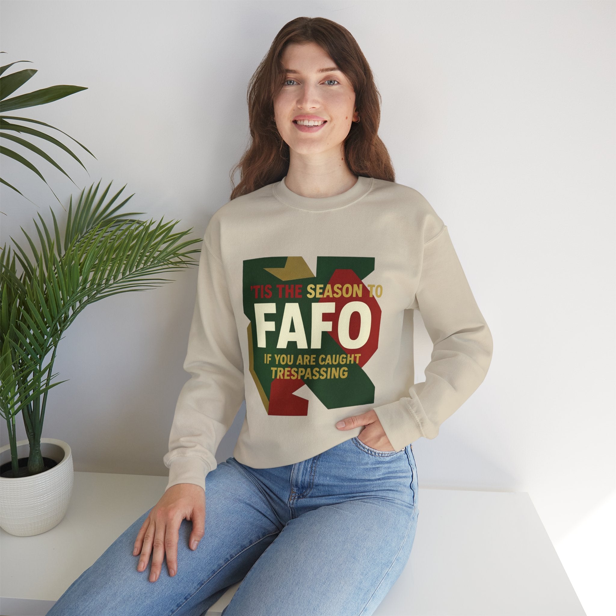 'Tis the Season to FAFO Military Camo Graphic | Crewneck Sweatshirt | Funny Gun Signs