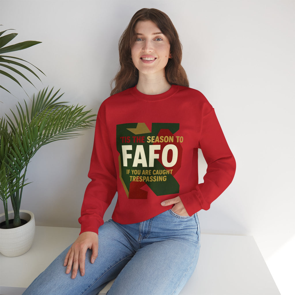 'Tis the Season to FAFO Military Camo Graphic | Crewneck Sweatshirt | Funny Gun Signs